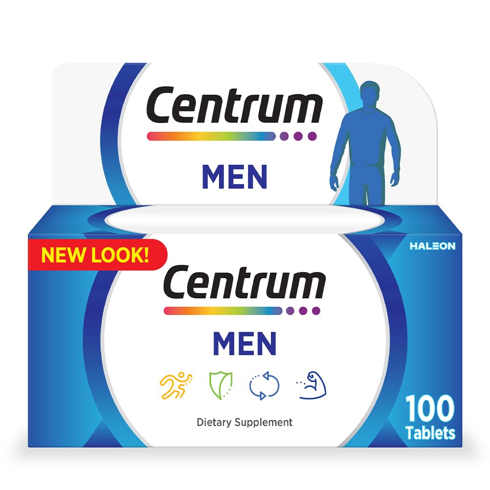 Centrum Men Multivitamin 100 Tablets - Complete Daily Vitamins & Minerals Tailored for Men with Nutrients to Support Energy, Muscle Function and Immunity - 100-Day Value Supply