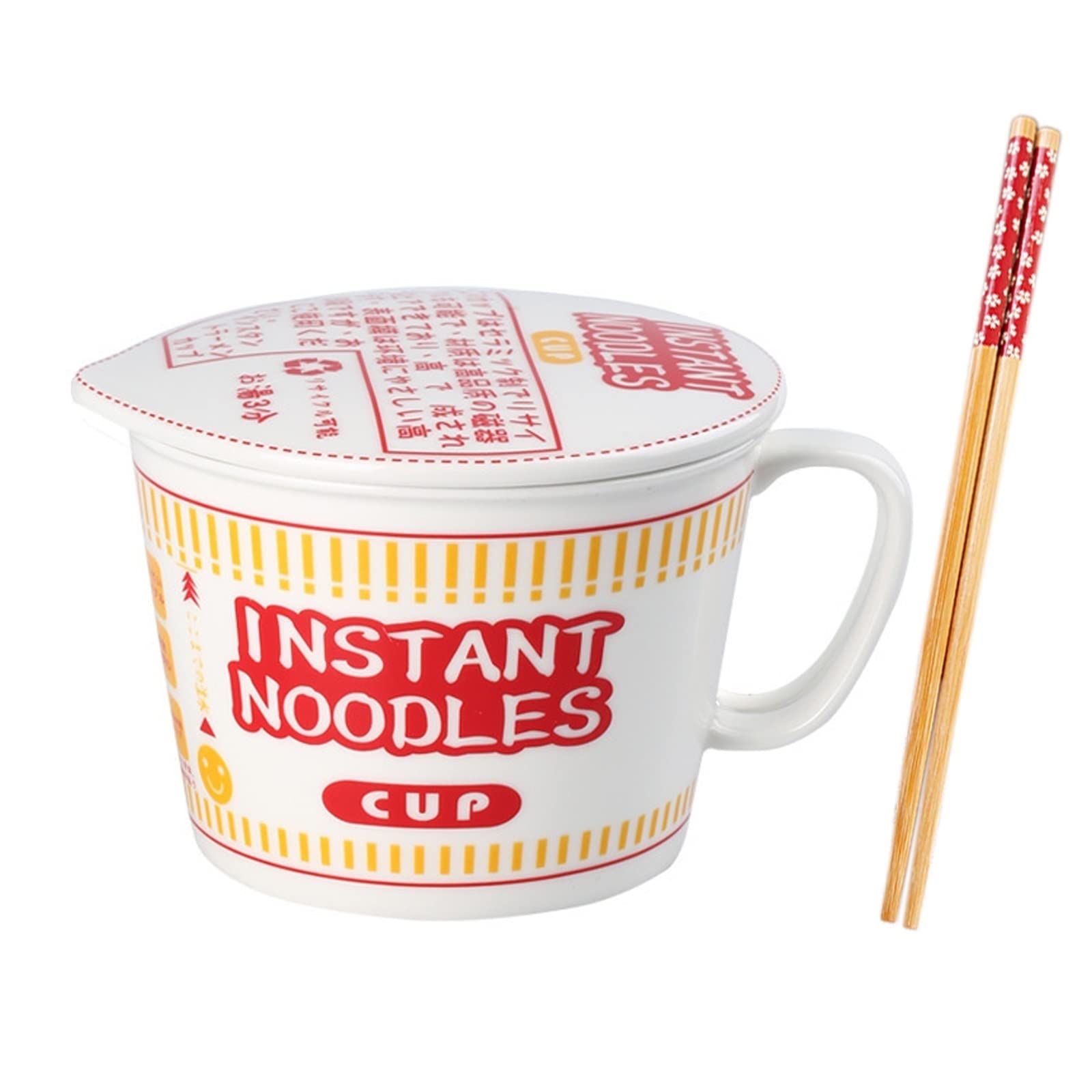 Hanghaijia Red Ramen Bowl With Lid And Handle Instant Ramen Noodle Bowl,Microwave Oven Safe Ceramic Large Soup Bowls (Color : Size : M)