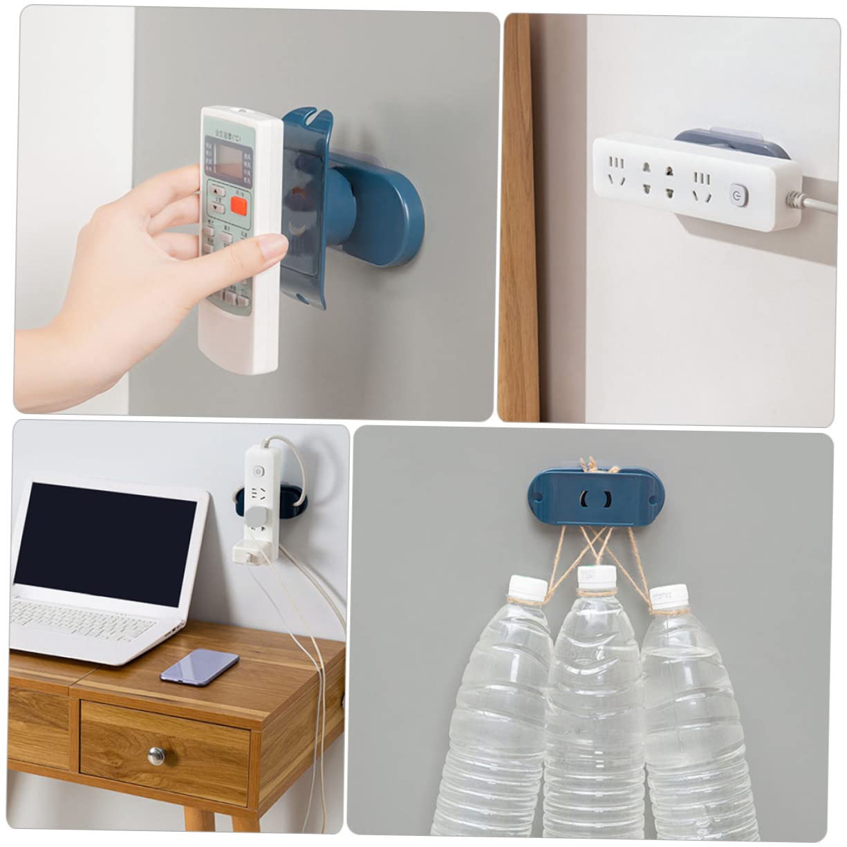 DOITOOL 2pcs Wall-Mounted Socket Cable Holder Self-Adhesive Power Strip Fixator Cable Organizer for Home Office
