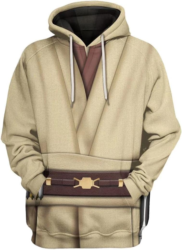 HPYObi-Wan Kenobi Cosplay Han Solo 3D Printed Hooded Pullover Sweatshirt Jacket Outwear Costume,S-3XL