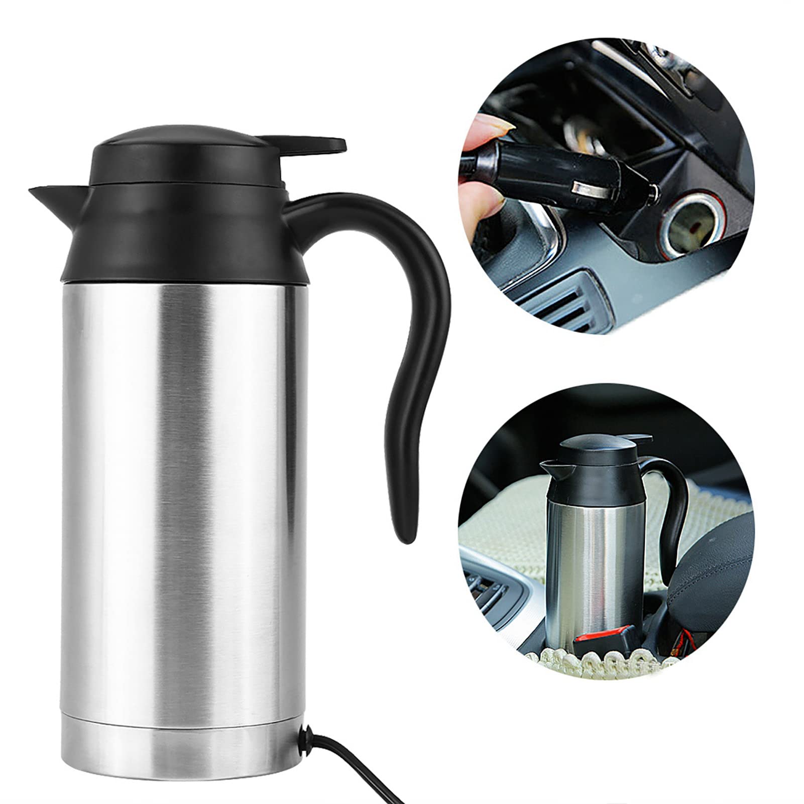 Hervidor Eléctrico Para Coche, 750ml 12V, Encendedor De Cigarrillos De Acero Inoxidable Para Coche, Taza De Hervidor De Agua, Termos Eléctricos De Viaje Para Beber Té Y Café