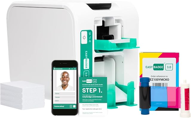 EasyBadge 3.0 ID Card Printer - The Eco-Friendly ID Badge Bundle That Makes Card Printing Easy