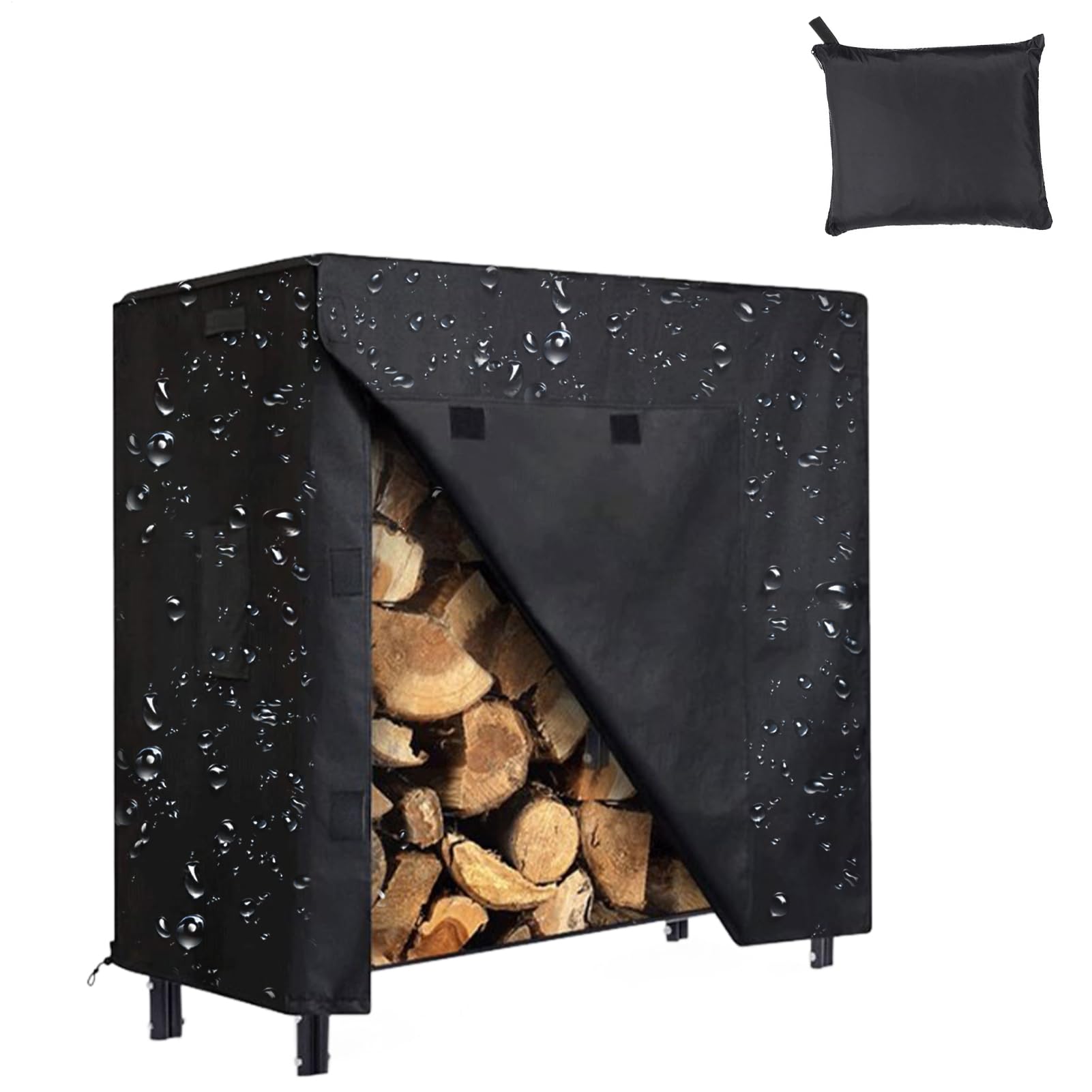 Support à bûches de bois de chauffage avec couvercle imperméable – Capacités imperméables, housse de support à bois de chauffage en tissu Oxford, couvertures robustes pour supports à bûches | Housses