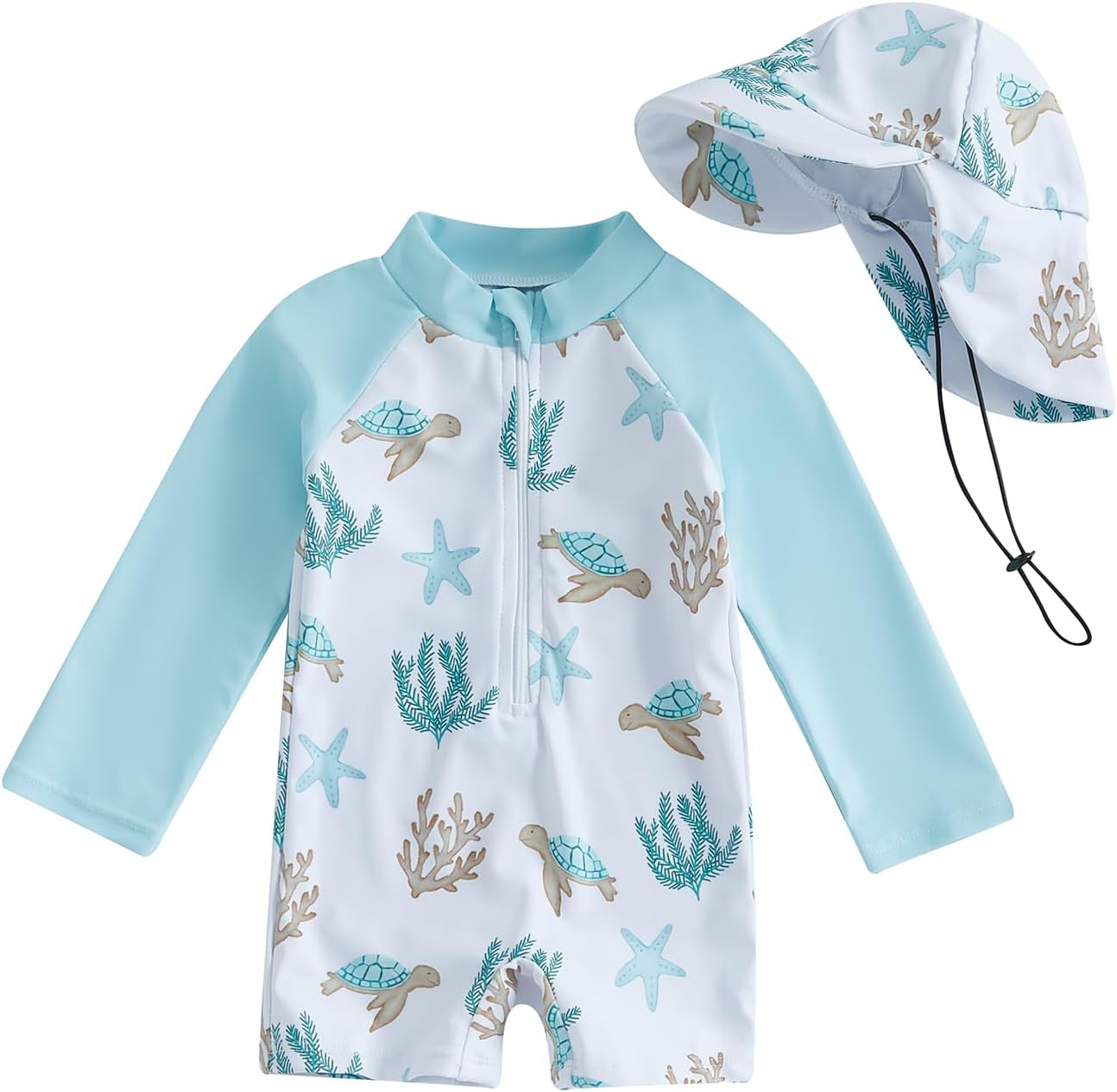 ZyHwShine Toddler Infant Baby Boy Swimsuit Newborn Rash Guard Boys Girls One Piece Zipper Bathing Suit Swimwear with Hat