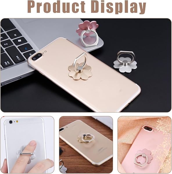 4 Pcs Cell Phone Holder Stand Holder Flower Ring Mobile Phone Finger Grip 360° Rotatable - 3