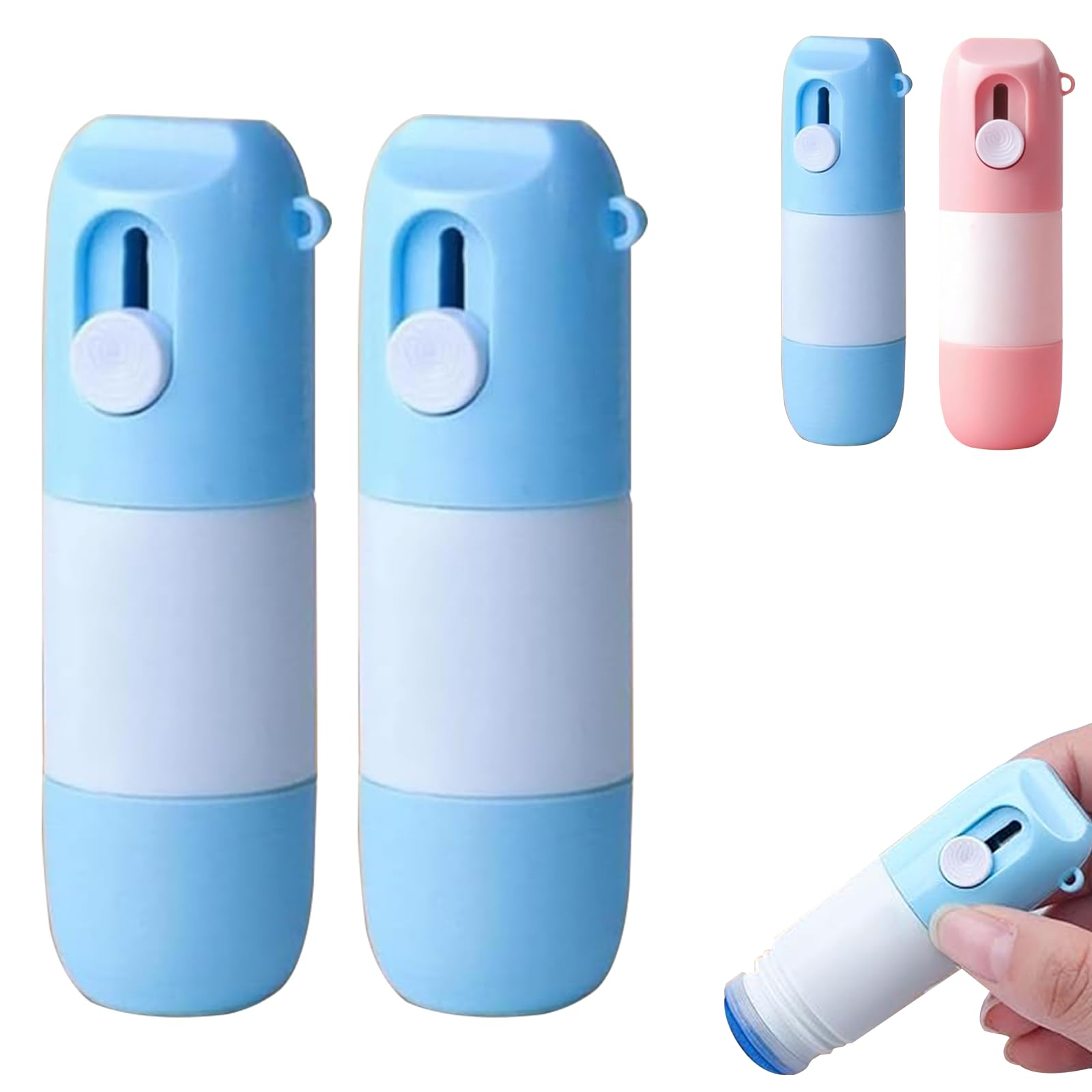 2-in-1 Thermal Paper Correction Fluid with Unboxing Cutter, Portable Privacy Protection Eraser Pen, Water-Based Ink Remover for Parcel Labels Bills (Blue+Blue)