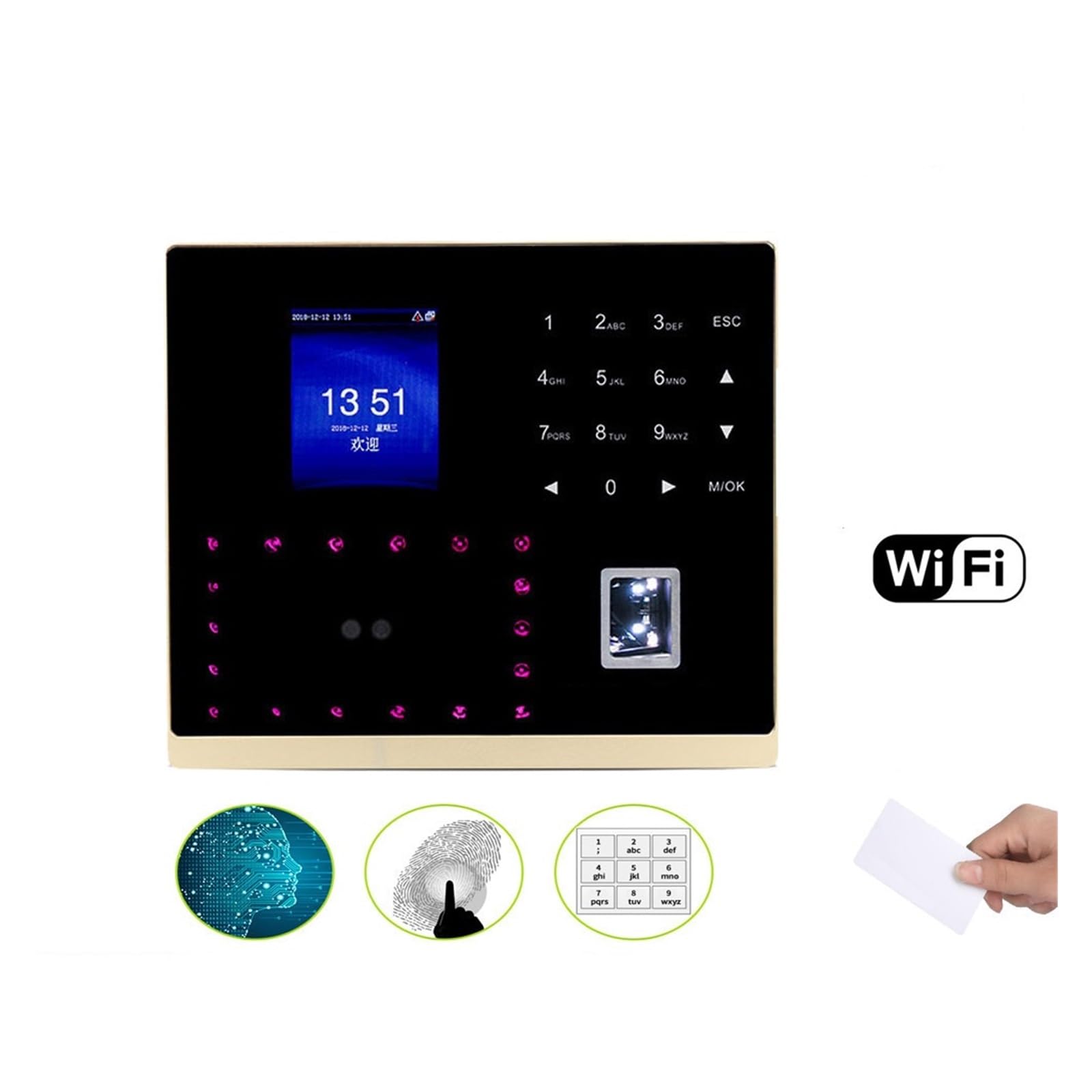 Biometryczne rozpoznawanie twarzySystem rejestracji czasu pracyKontrola dostępu do drzwi na podstawie odcisku palcaZegar czasu pracy dla małych firm Szybkie połączenie(Id wifi adms)