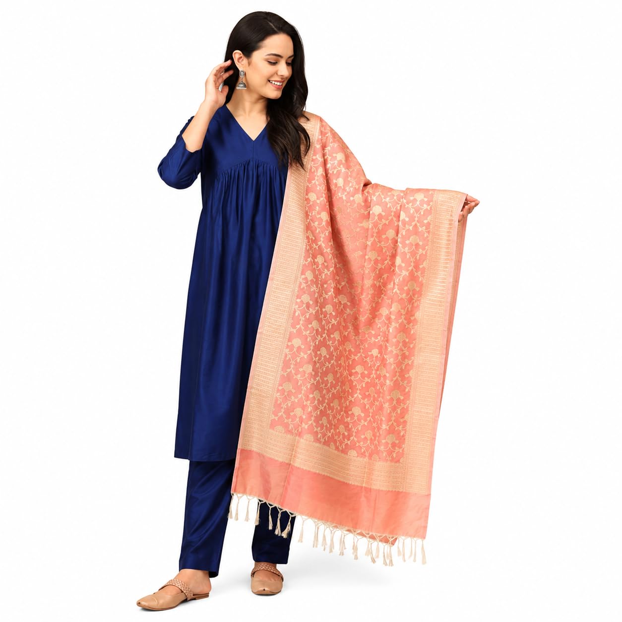 the mom store Maternity and Nursing Kurta Set with Dupatta | Front Zipper for Easy Feeding | Trendy Stylish Kurta Sets for Woman | Pre and Post Pregnancy Wear | Raw Silk-picture-37