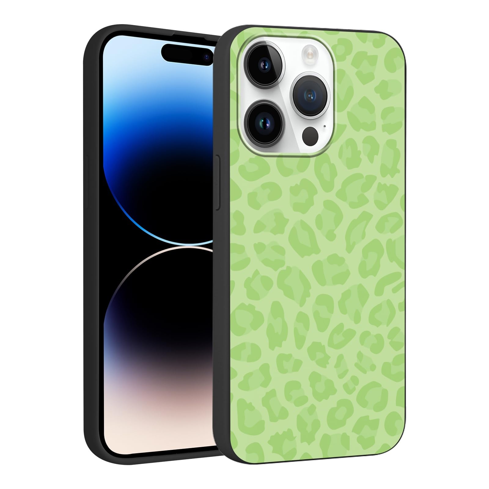 Phoona Funda para iPhone 11 Pro 5.8",Aesthetic Dibujos Diseño Suave Ultrafina Silicone Cover Antigolpes Anti-Arañazos Bumper Protección Cámara Case Mujer Niñas,Leopardo Verde