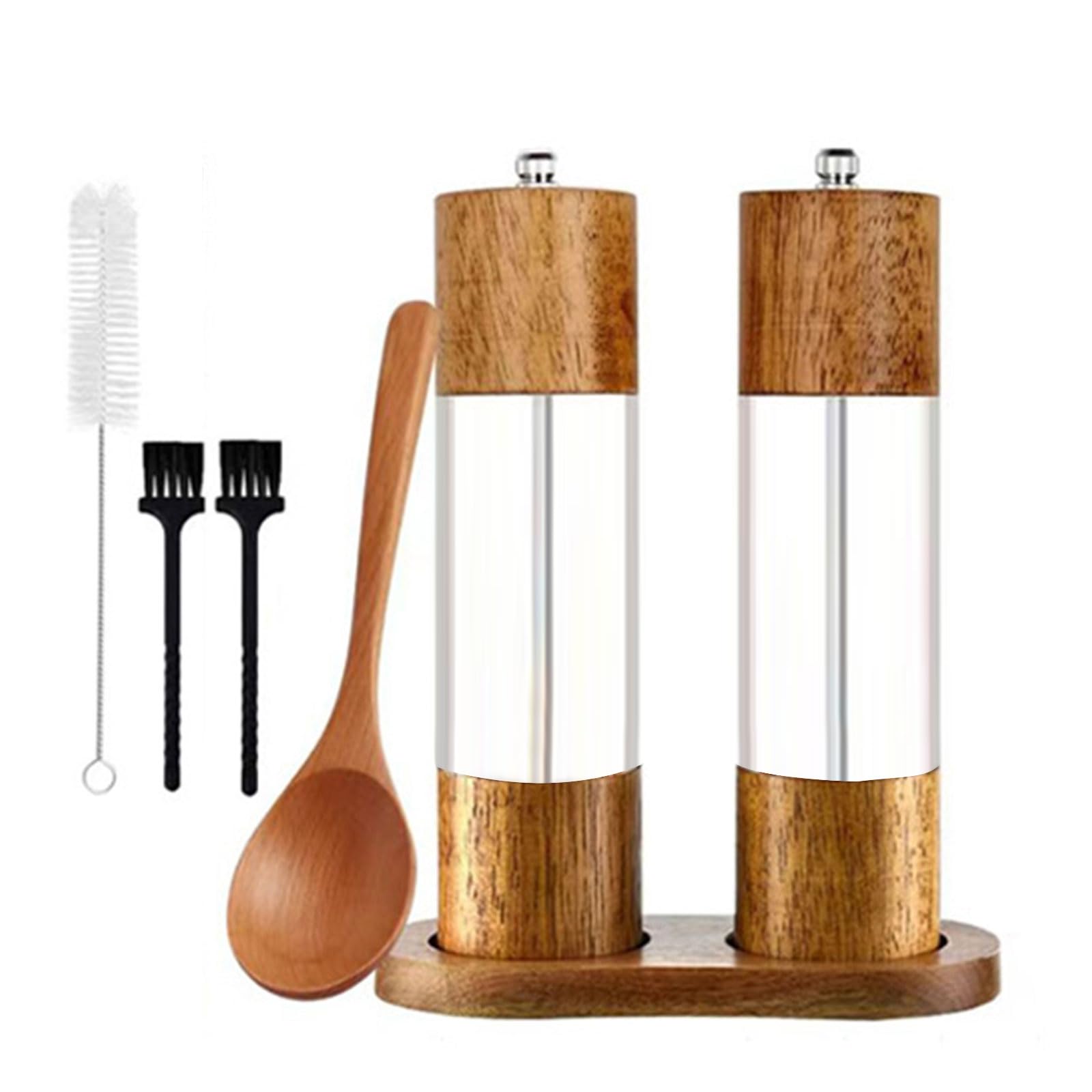 Kalttoy Manual Spices Mill Set Adjustable Coarseness Salts and Peppers Grinder Clear Acrylic Kitchen Gadgets for Home Cooks Cook Accessories