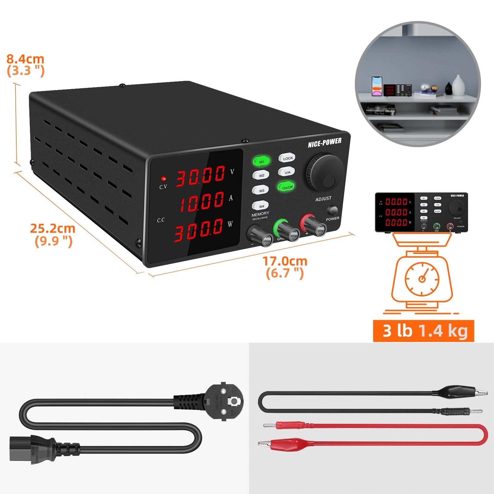 Fuente de alimentación programable CC ajustable Banco trabajo mantenimiento laboratorio Software for PC(RS232-30V10A)