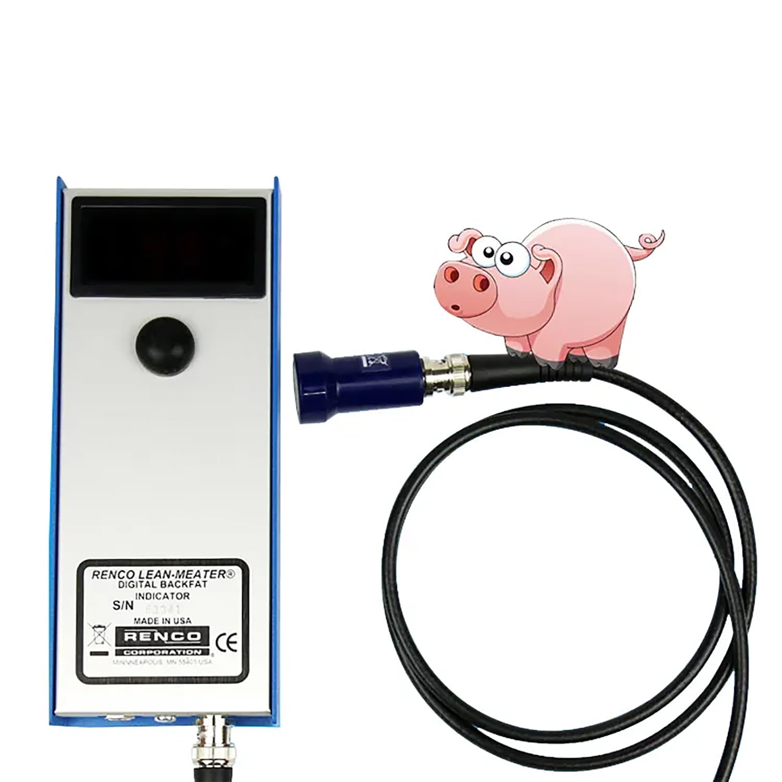 NGARY Probador De Medida De Grasa De Lomo De Cerdo para Ganado, Detector De Criterio De Medidor De Espesor De Grasa De Lomo Veterinario con Tres Luces Indicadoras, Rango De Medición De 4-45 Mm