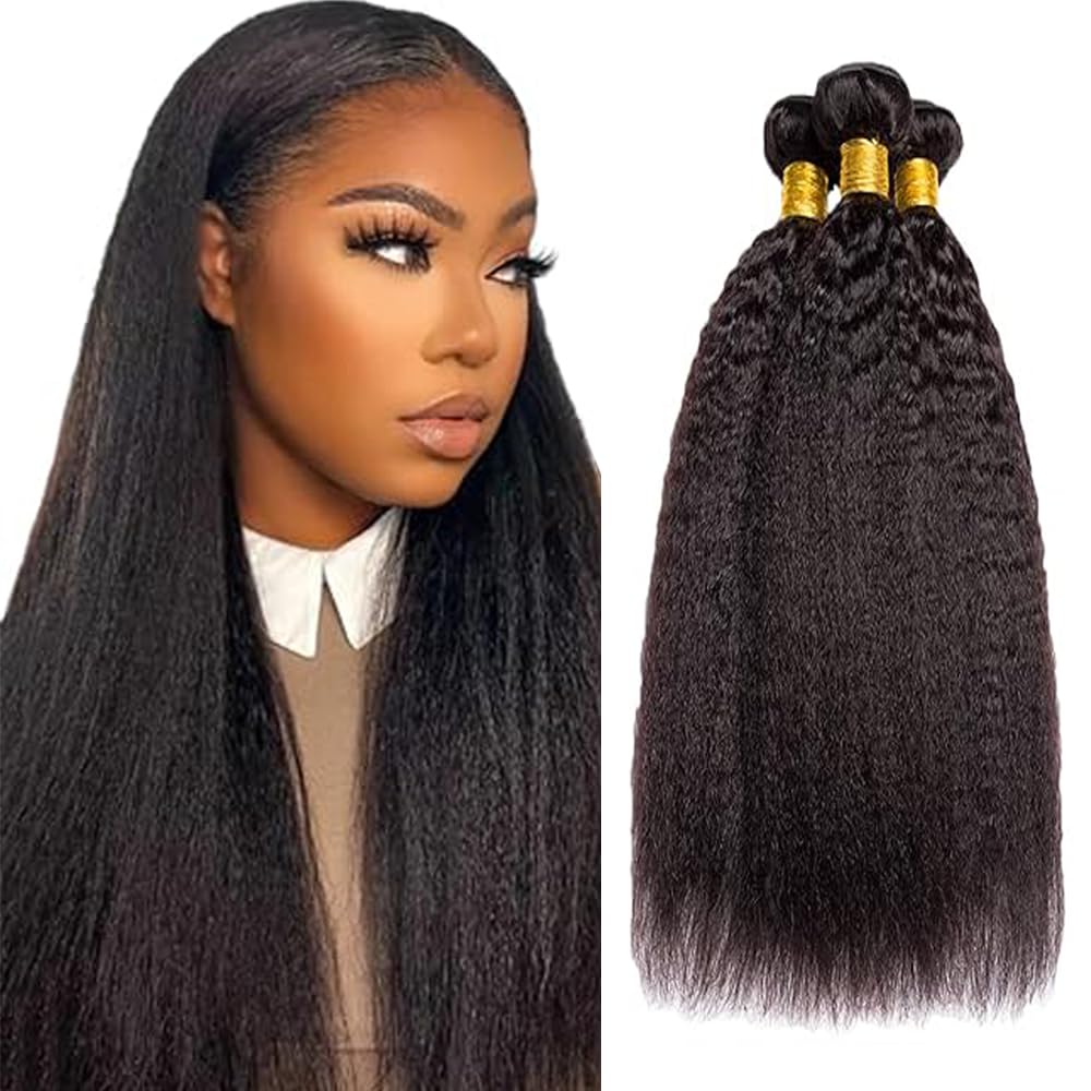 Extension di capelli umani brasiliani Remy brasiliani non trattati, 86, 86 cm, 86,4 cm, 86,4 cm, colore nero naturale 1B, 3 ciocche per un totale di 150 g, per donne