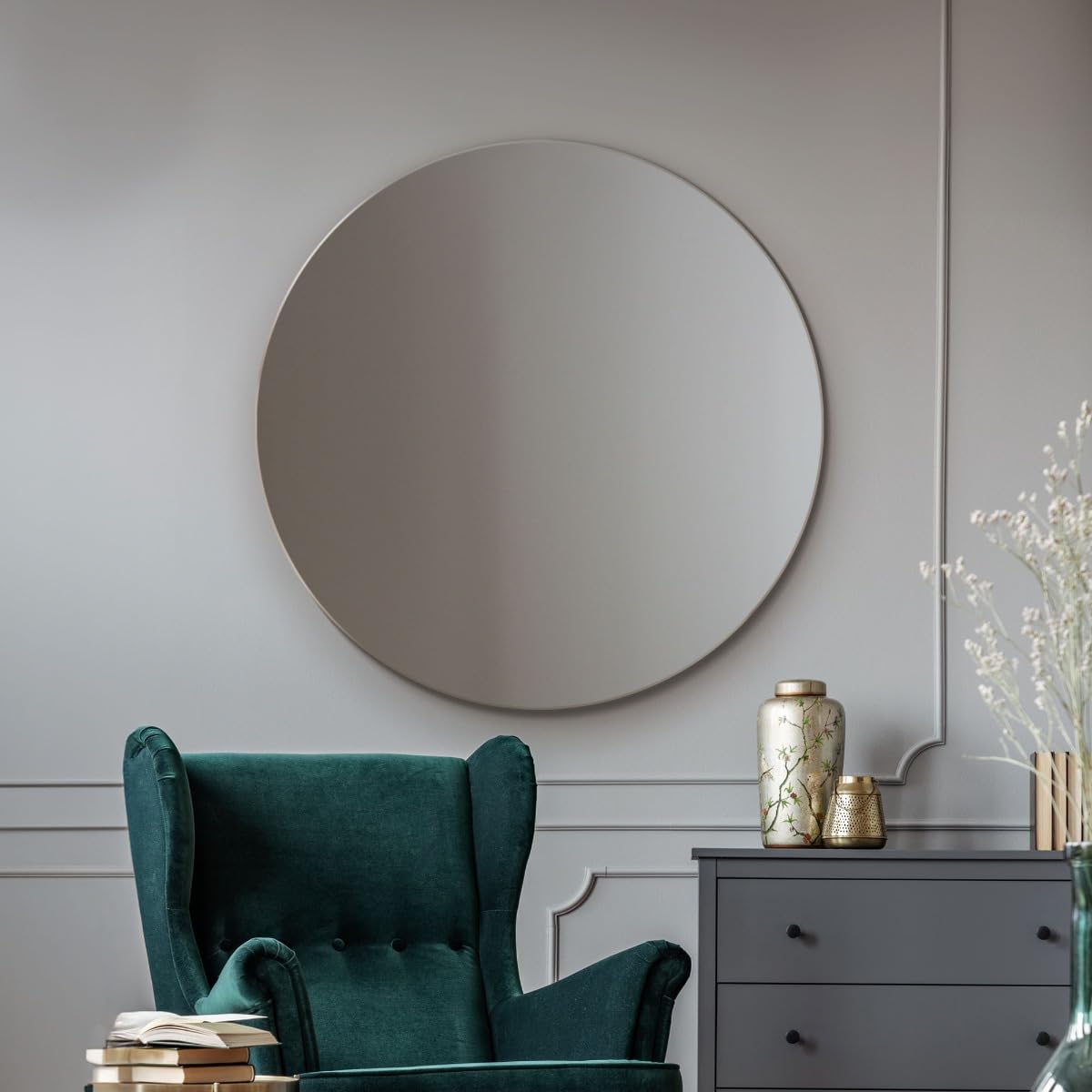 Mirroroutlet Clear Largeround Circular Frameless Bevelled Wall Mirror: 100Cm – Elegant Wall-Mounted Circular Mirror