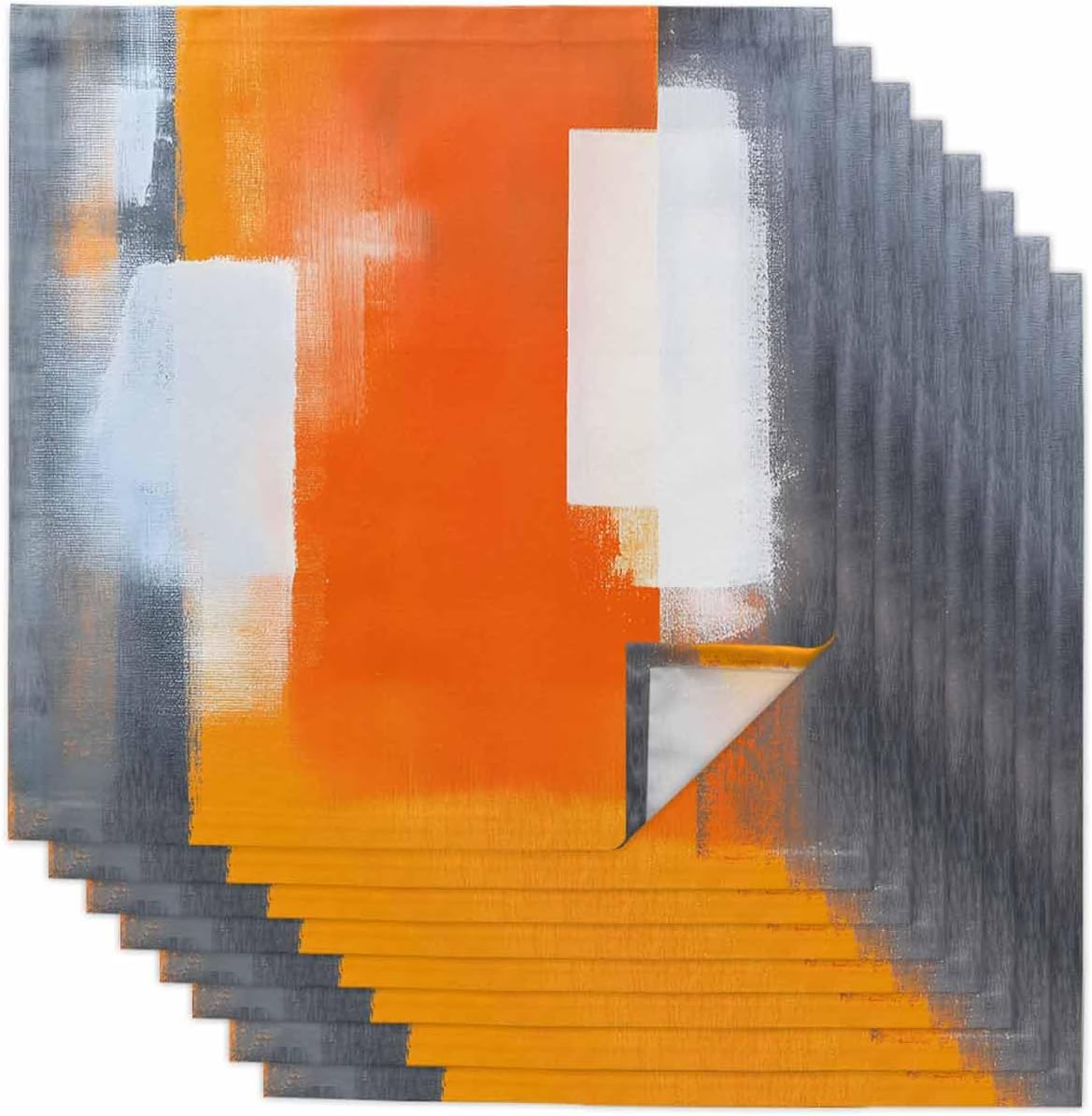 Cloth Napkins Set of 8 Orange and Grey Cocktail Napkins Farmhouse Abstract Art Painting Washable Soft Dinner Table Napkins for Party Wedding Banquet Hotel Holiday Everyday Use 20x20 Inch