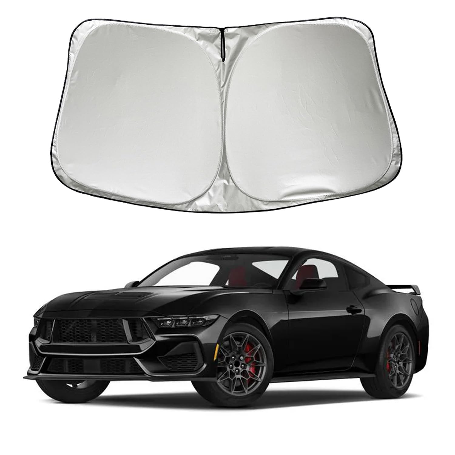 SZYUCHEN Car Windshield Sun Shade Sunshade Compatible with Ford Mustang Mach-E 2024 2023-2021 Mustang Coupe Convertible GT Premium EcoBoost 2023-2015 Accessories, Foldable Car Window Sun Shield Visor