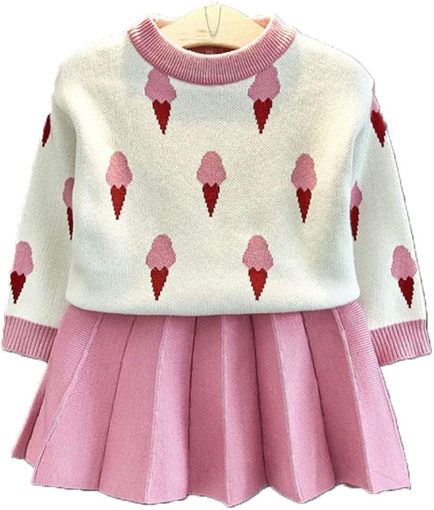 もうほうきょう 子供スーツ 上下セット ベビー服 女の子 セーター プリーツスカート ニットスーツ 柔らかい おしゃれ 可愛い 通園 通学 普段着春秋冬 90 130cm 人気ブランド新作豊富
