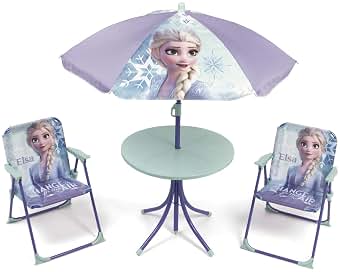 ARDITEX Set de Mesa Infantil, 2 Sillas y Sombrilla Frozen II, Verde Menta y Lila