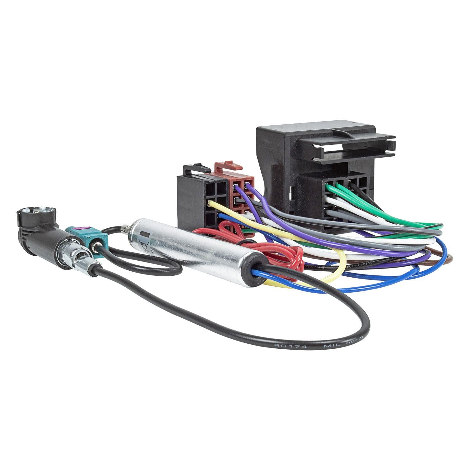 tomzz Audio 7057-000 Cavo adattatore radio compatibile con Audi Skoda Seat VW Quadlock a ISO adattatore antenna con alimentazione fantasma Fakra a DIN ISO