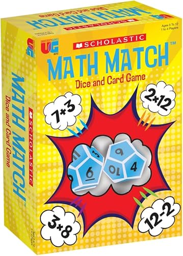 University Games Scholastic, Math Match dados y juego de cartas, la mejor combinación de matemáticas mentales para niños de 5 a 12 años y de 1 a 4 disponible en Yaxa Colombia