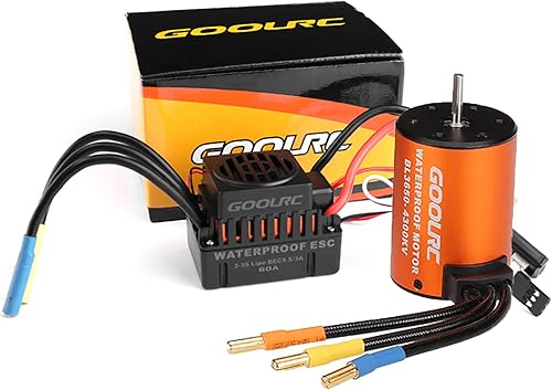 GoolRC Motor sin escobillas impermeable 3650 4300KV mejorado sin escobillas con 60A ESC Combo Set para 1/10 RC Car Truck