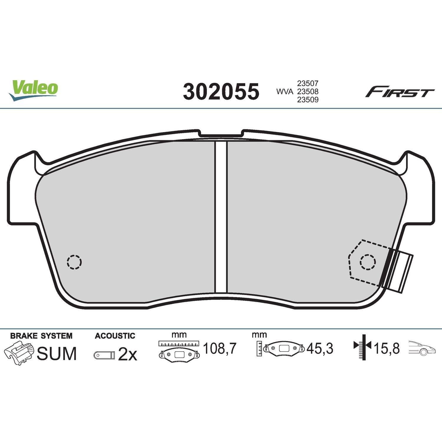 VALEO Kit pastiglie freno, Freno a disco 302055 Compatibile con: DAIHATSU COPEN, CUORE VI, CUORE VII, SIRION, TREVIS, YRV, SUBARU JUSTY IV, SUZUKI ALTO VI, CARRY Bus, CARRY Kasten, CELERIO, IGNIS I