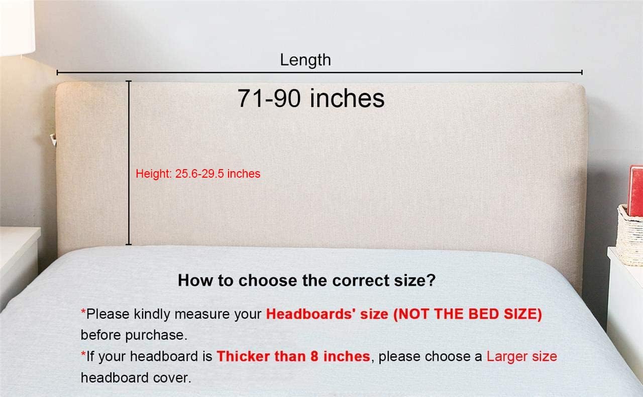 WOMACO King Headboard Cover with Remote Pockets, Stretch Velvet Head Board Slipcover, Dustproof Bed Head Cover for Upholstered Headboard (Length (71" - 90""), Coffee)