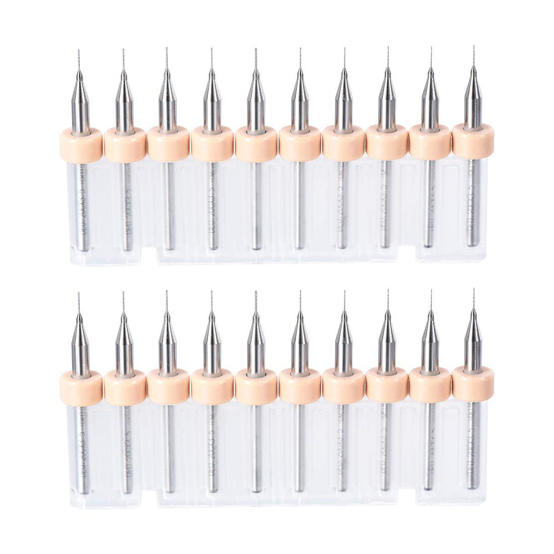 uxcell PCB Drill Bits 0.2mm Tungsten Carbide Rotary Tool Jewelry CNC Engraving Print Circuit Board Micro Drill Bits 1/8 Inch Shank 2 Set (20 Pcs)