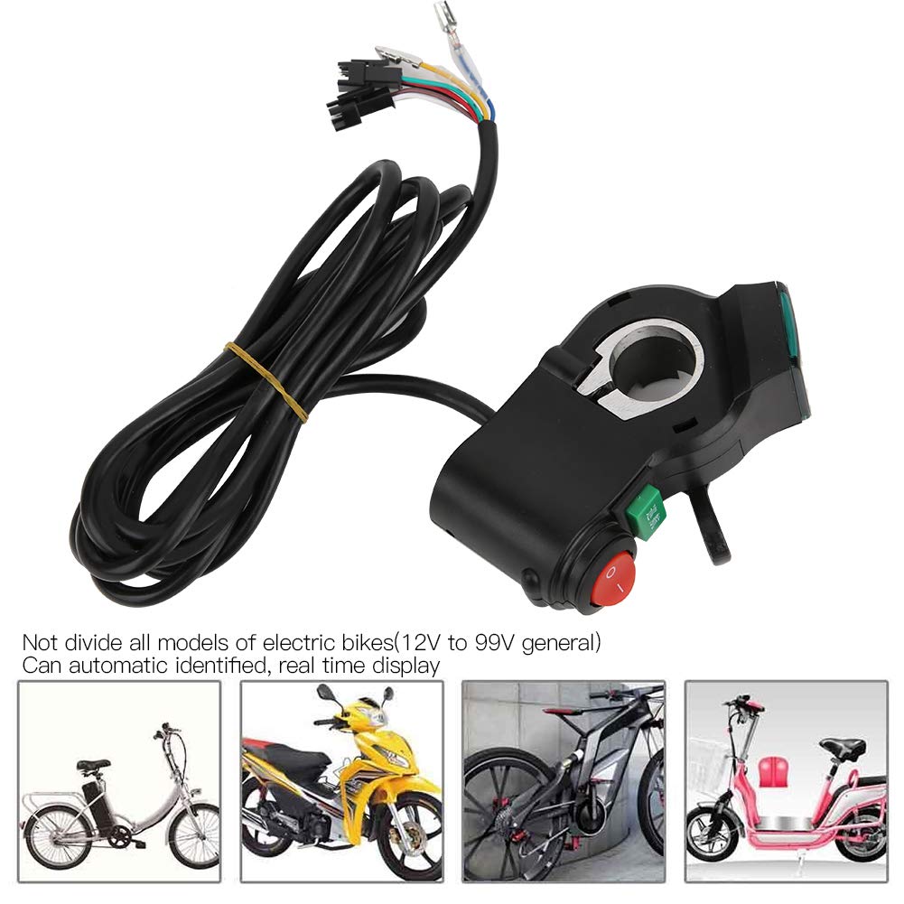 Poignée d'accélérateur de vélo, poignée d'accélérateur de vélo électrique écran d'affichage à LED interrupteur à clé vélo électrique accessoire de poignée d'accélérateur de scooter électrique accessoi