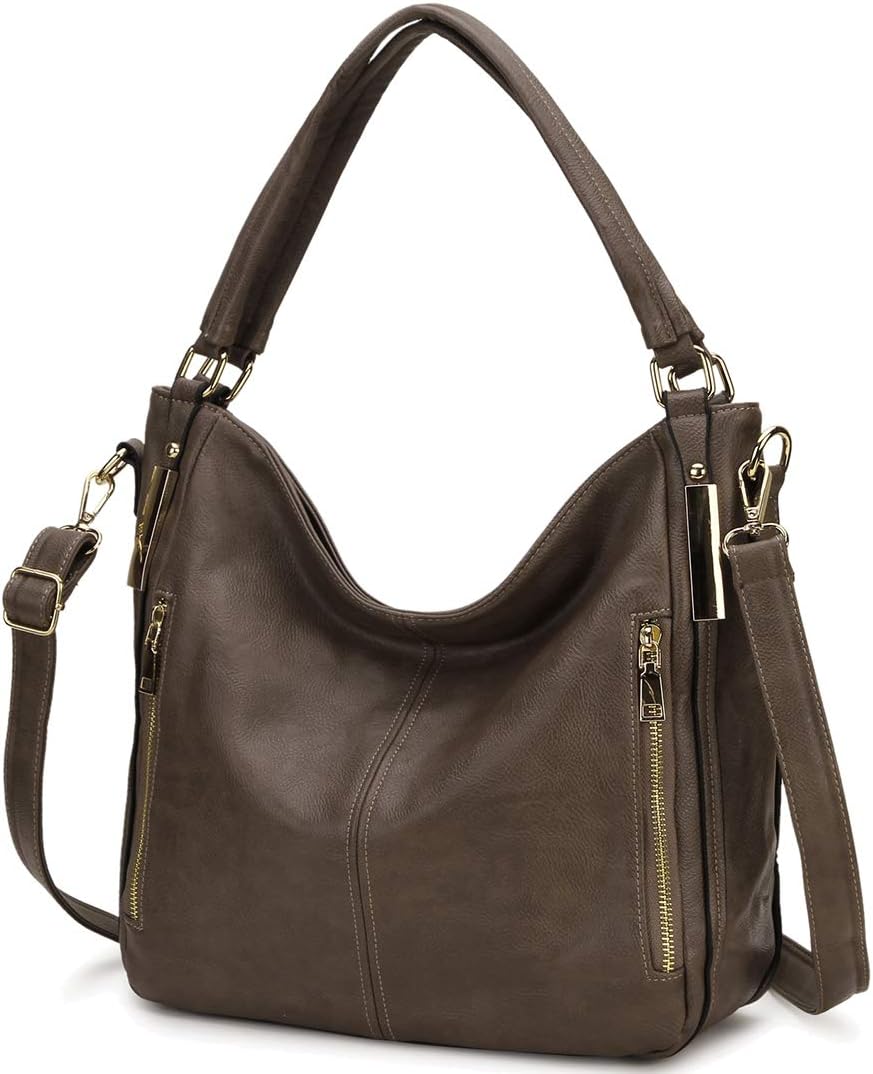 Handbags for Ladies,RAVUO Fashion Hobo Shoulder Bags PU Leather Handbag for Women Top Handle Tote Purse Cross body Bags with Detachable Shoulder Strap (Taupey Brown)