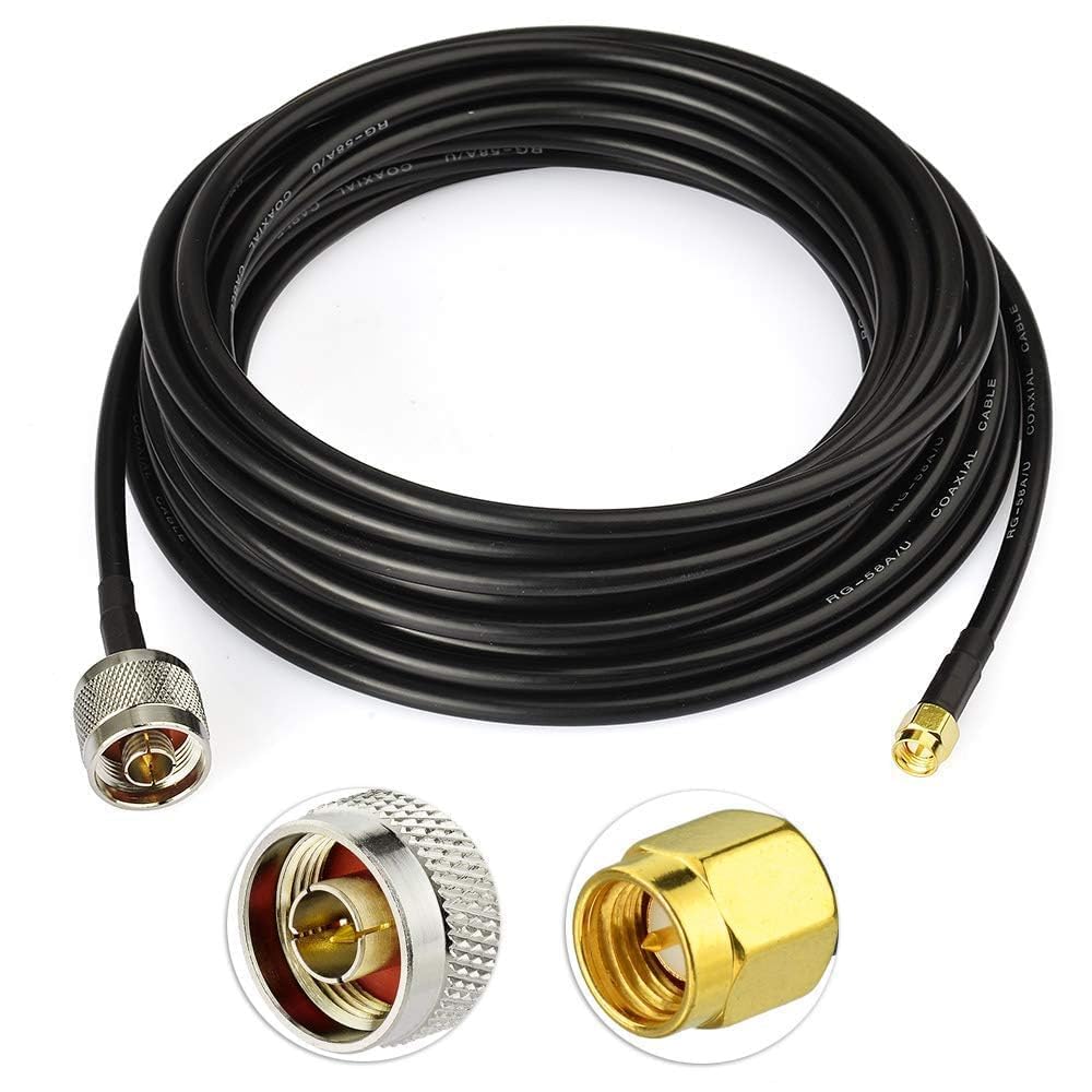 Superbat Câble coaxial RG58 N mâle vers SMA mâle - 15,2 m - Câble d'extension d'antenne WiFi pour routeur WiFi 3G/4G/5G/LTE - Antenne CB Ham Radio ADS-B