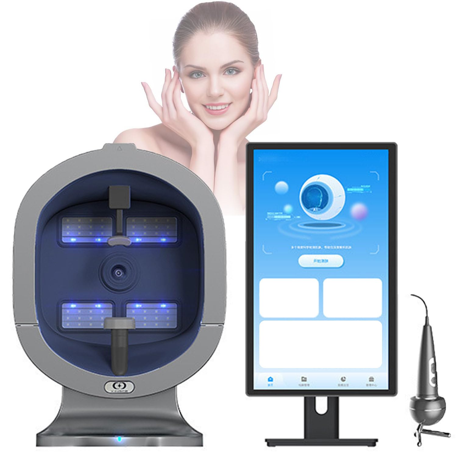 ToayNia Full-Face Analyzer Machine,Ai Skin Analysis,15.6" & 21.5",Hd Skin Detector Machine Facial Dermatoscope,Face & Scalp Scanner For Skin Condition Evaluation 21.5