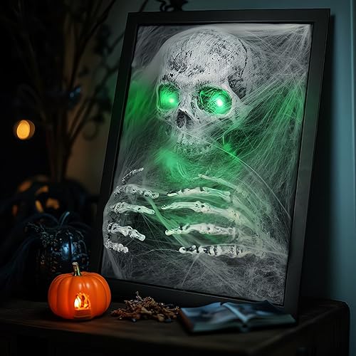 HOMELEX Skeleton Frame Spider Webs Halloween Decorations Light-Up LED Eyes