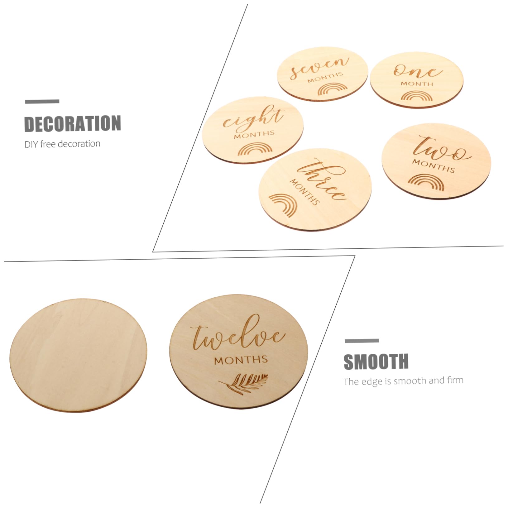 Toyvian 36pezzi Dischi Di Legno Per Foto Di Crescita Dischi Miliari Bi-facciali Per Documentare Primi Anni Del Tuo Per Decorazioni e Scatti Adorabili