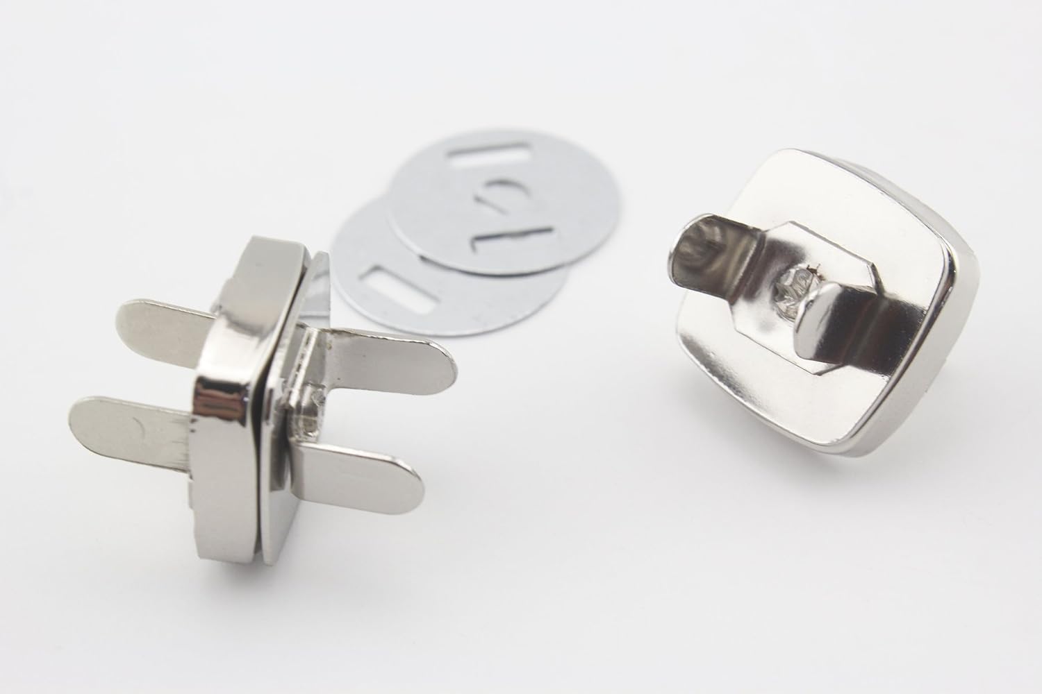 Square Shape Magnetic Snaps Bag Button Purse Leather Closures for Sewing Purse Bag Clutch Wallet 3/4" X 3/4" / 18mm X 18mm Nickel F39