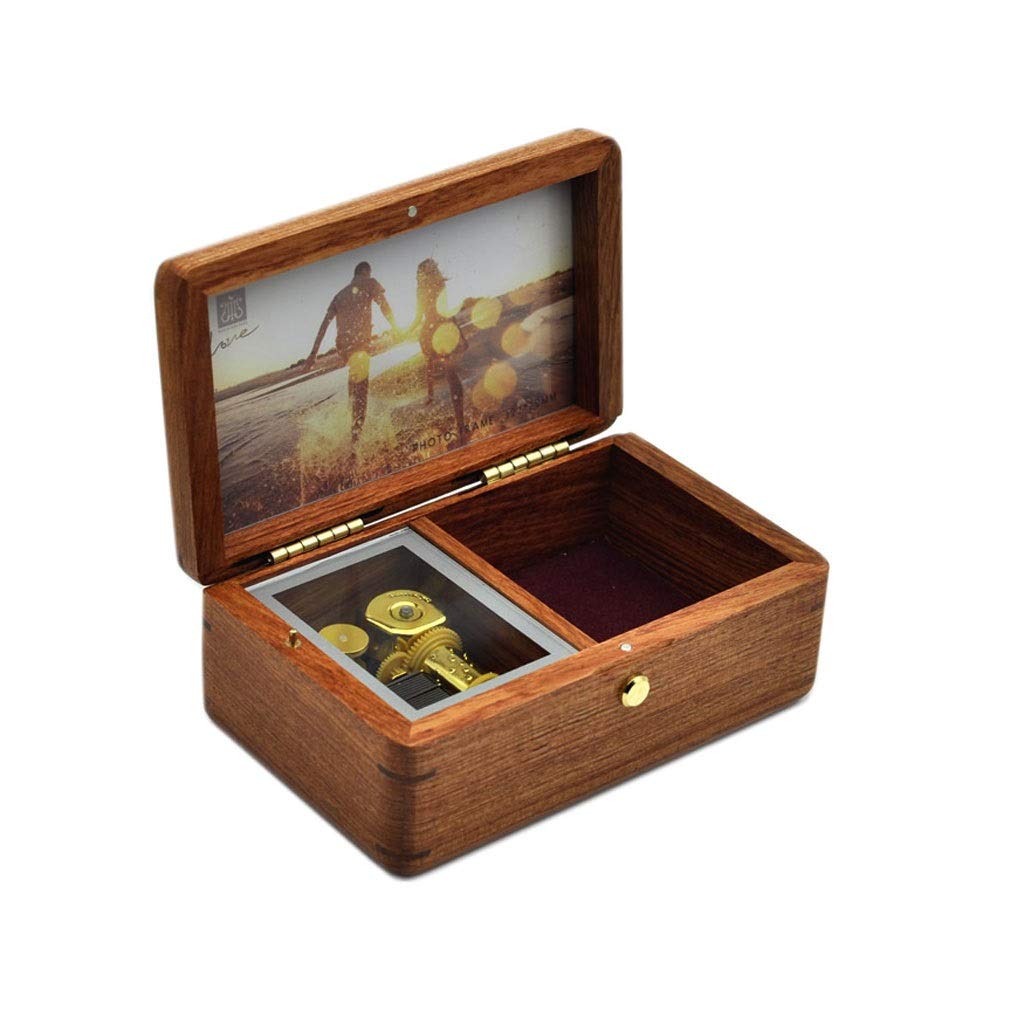 Caja de música de madera ZAW y organizador de joyas elegante para escritorio