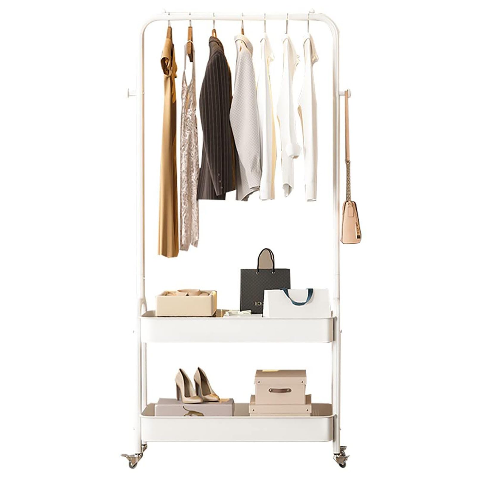 Porte vetements pour chambre robuste avec étagère basse de rangement en métal