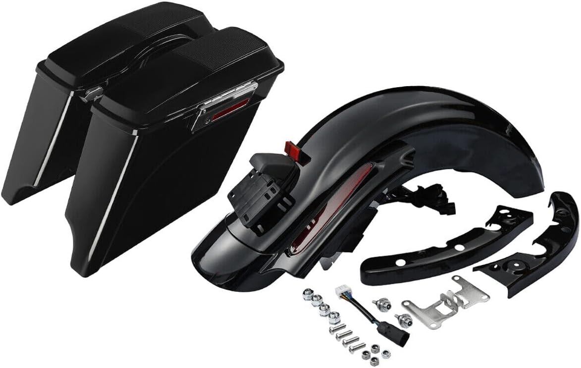 TCMT 5" Extended Saddlebags 6X9" Speaker Lids Rear Fender Fit For Harley Touring Road King Electra Glide Street Glide Road Glide Ultra 2009-2013