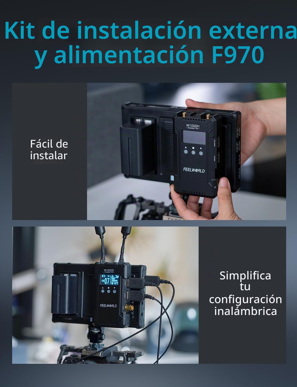 FEELWORLD F7 Plus Monitor de Campo para cámara de 7 Pulgadas y 1200nits con batería y Bolsa F750 Pantalla táctil 3D Lut Forma de Onda F970 Kit de instalación y alimentación 4K 60Hz HDMI