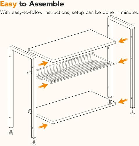 Miniatura 9 de HOOBRO Organizador de accesorios de barra de café de 3 niveles, organizador de especias, estante de encimera de cocina de madera con estante de