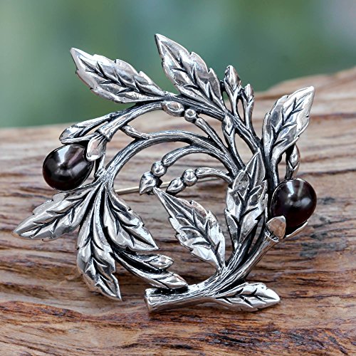 Novica Handmade Ebony Buds - Sterling Silver Floral Cultured Black Pearls Brooch Pin, Sterling Silver Pin, Clothes Accessories, Brooches For Women. #TOP1