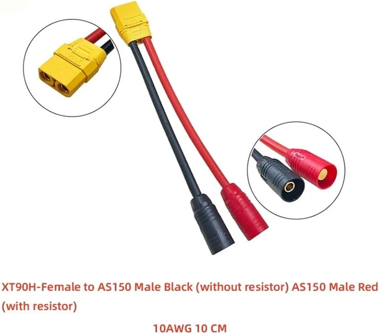 1PCS Amass Plug XT90H to AS150 10cm 10 Gauge Silicone Cable Airplane Charging Cable Connection Cable(XT90H-F to AS150-M)