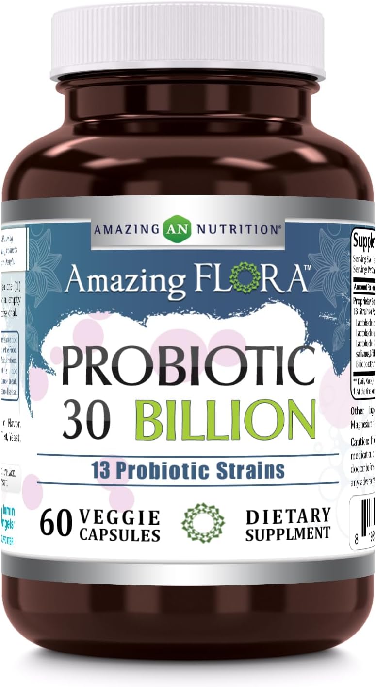 Probiotic 13 Strains, 60 Veggie Capsules *Promotes Digestive & Immune Health *Supports Intestinal Health *Restores Natural Balance of Good Bacteria (30 Billion)
