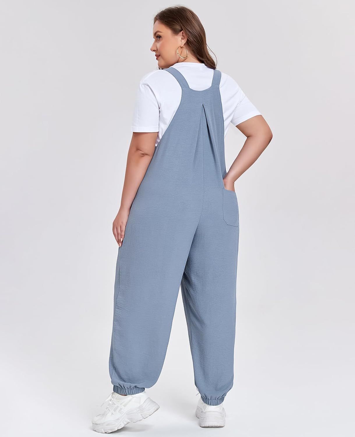 Moon Wood Women's Plus Size Overalls Loose Fit Adjustable Straps Jumpsuits for Summer Gardening Casual Daily Outings - Image 3
