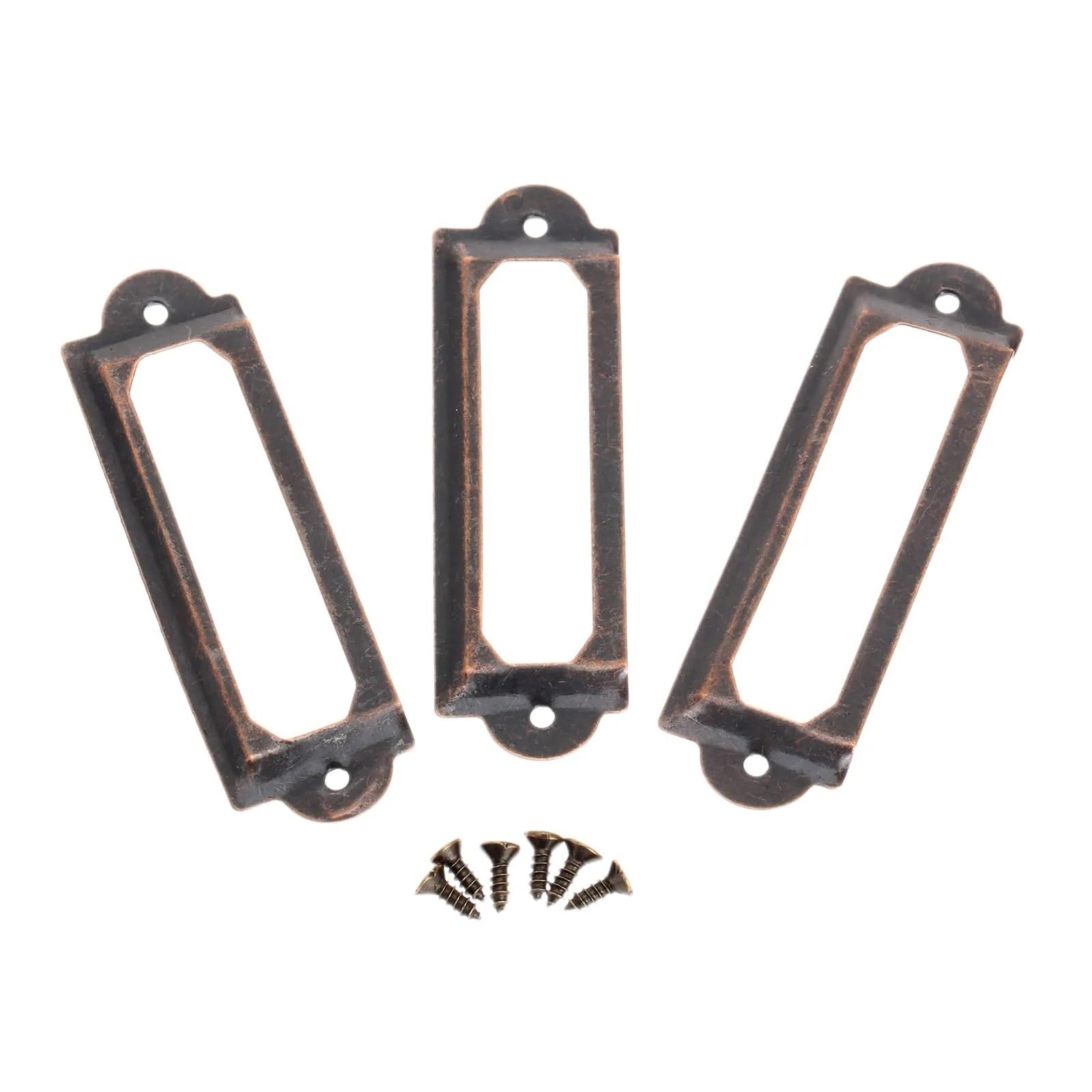 Soporte de tarjetas para archivador y cajones, tiradores de metal bronce para etiquetas