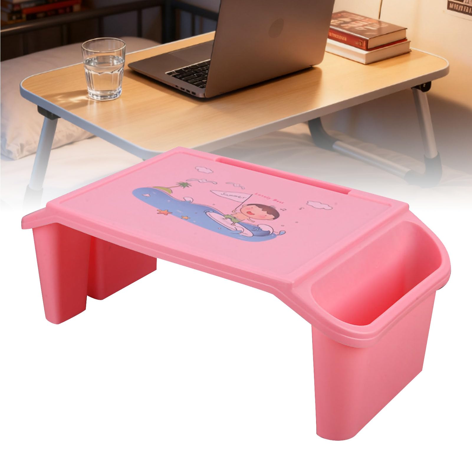 AUNMAS AUNMAS Letto per Laptop Scrivania con Bordi Lisci Design per Riporre gli Oggetti Ponte per Studenti Universitari Materiale ABS 21,3 X 10,6 X 7,5 Pollici (PINK) (PINK)