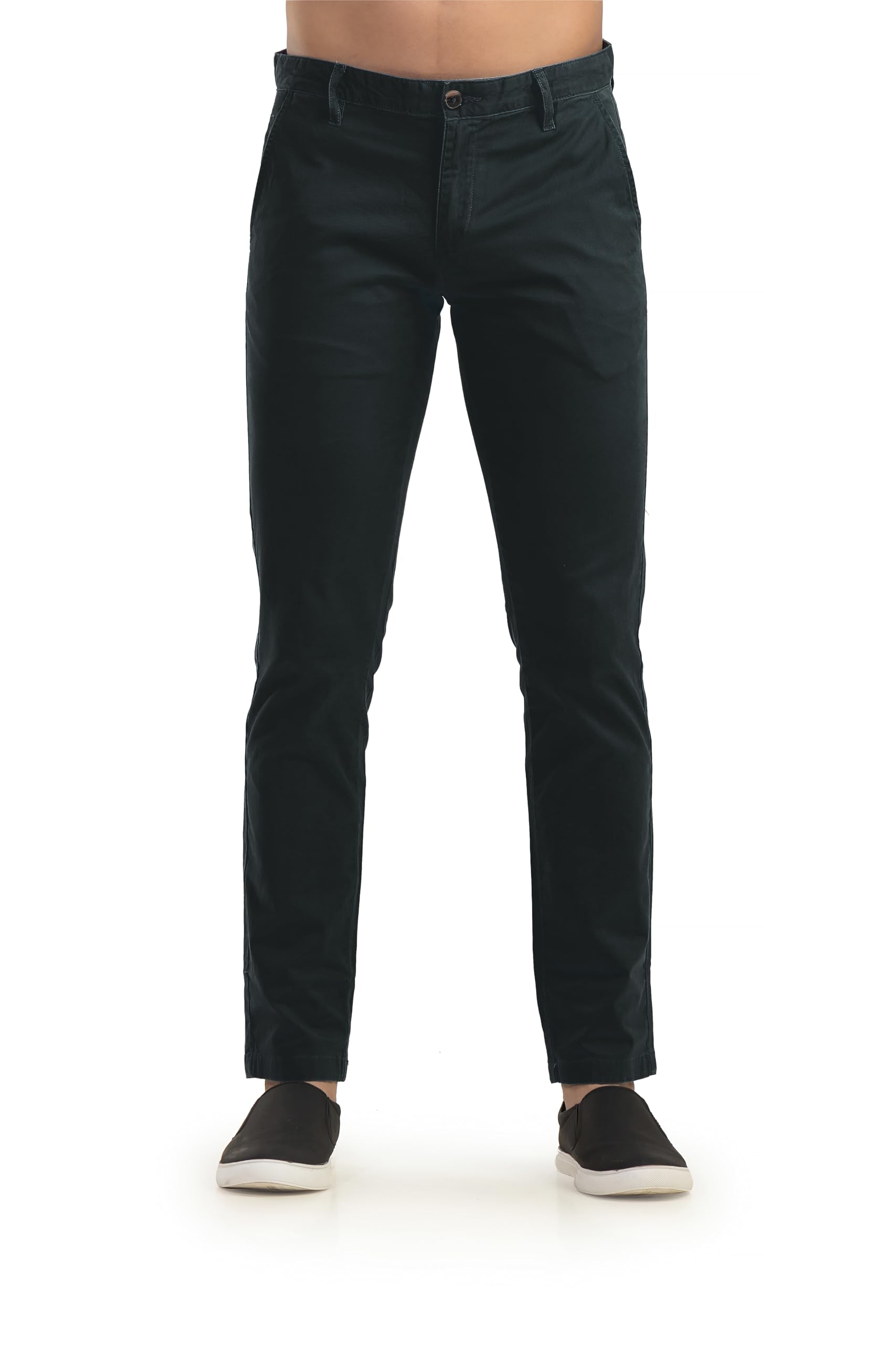 Men Slim Fit Dark Navy Cotton Stretch Chinos-image-1