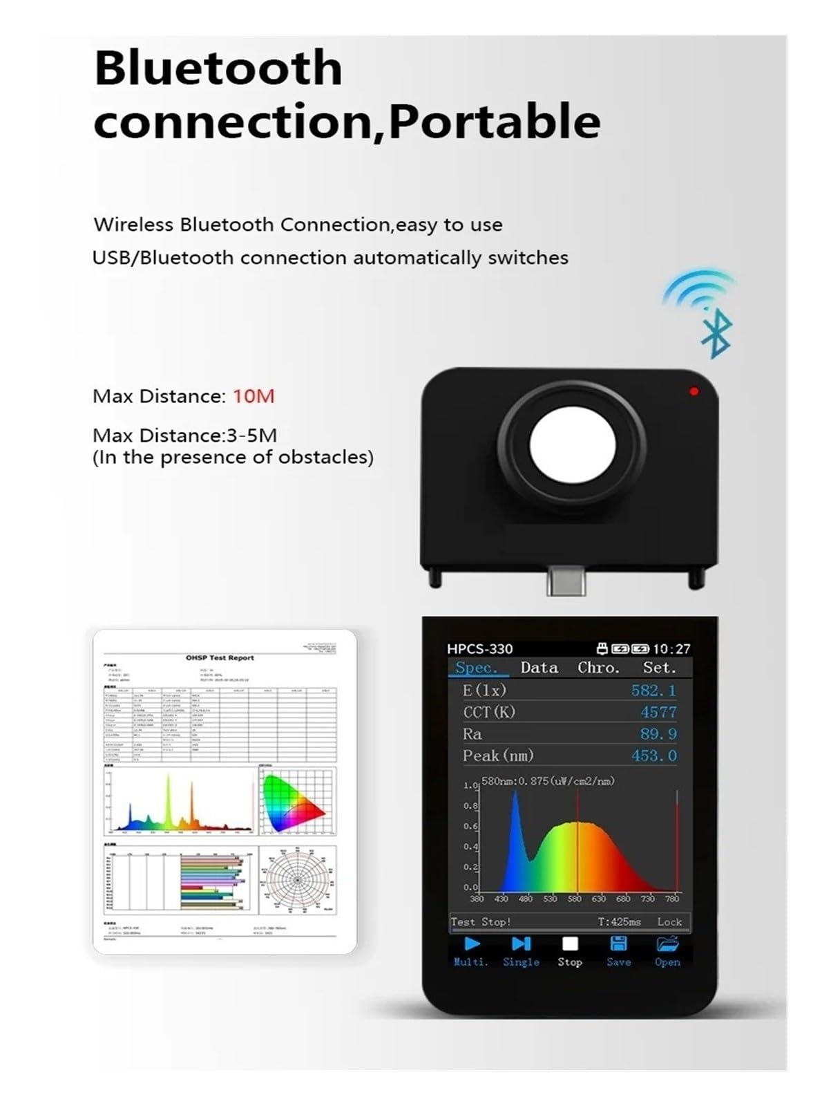 1 Szt. Ręczny Spektrometr HPCS330Pro, Bezprzewodowy 380-1000 Nm