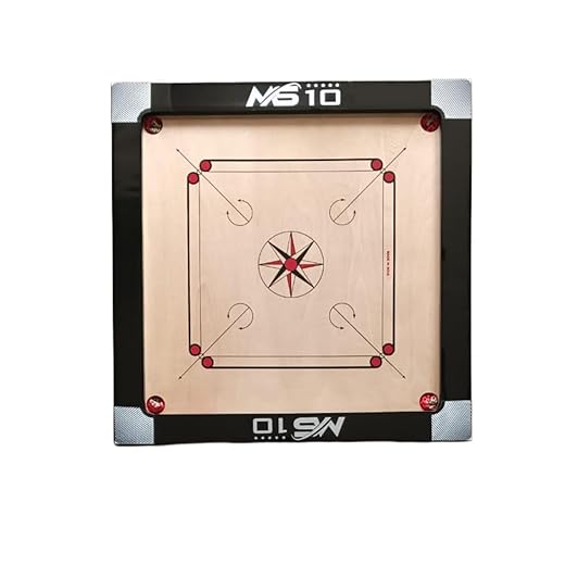 Mahir Sports Board for Adults, Full Size, Smooth Surface, Gloss Finish Board, 3 inch Border with Wooden Coins Striker and Magic boric Powder, Professional Carrom Board (Round Pocket 36 inch)