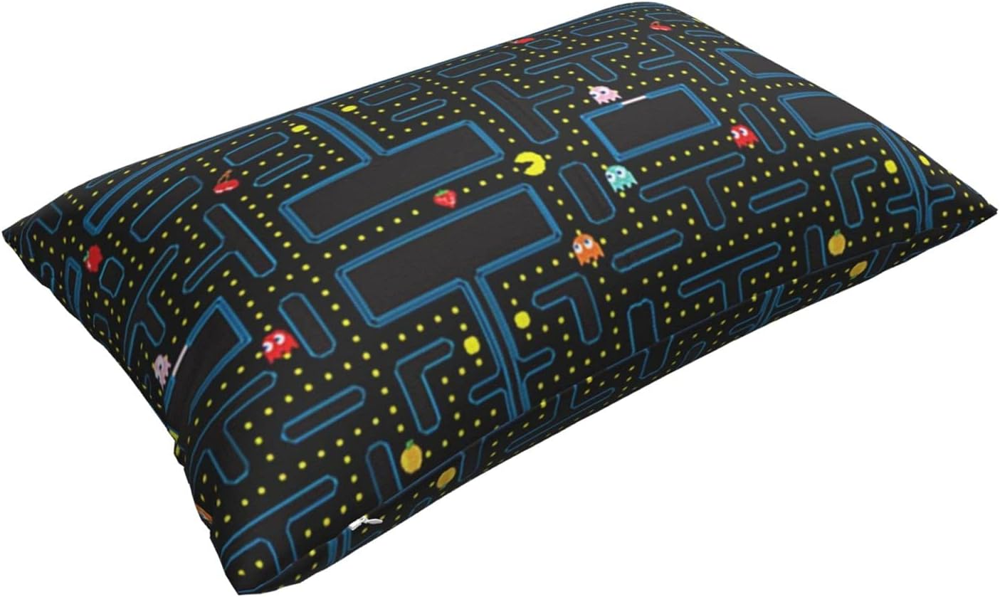 Retro Video Game Pattern Pillowcase for Hair and Skin, Queen Size (20x30 inches) Bed Home Decor Pillow Cover - Soft and Cozy Brushed Microfiber - Hidden Zipper Closure Print